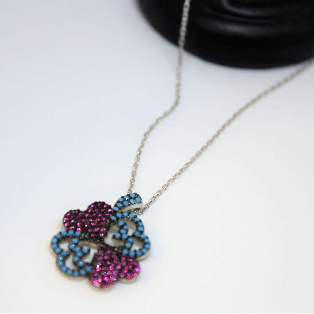 Ruby and turquoise heart necklace
